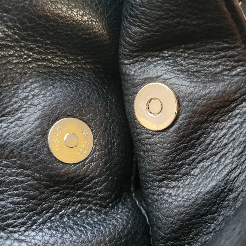 Michael Kors Hamilton Black Leather Satchel Shoulder Bag - Picture 11 of 16